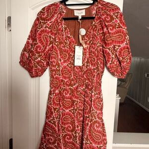 Cleobella Pink and Brown Paisley Midi Dress